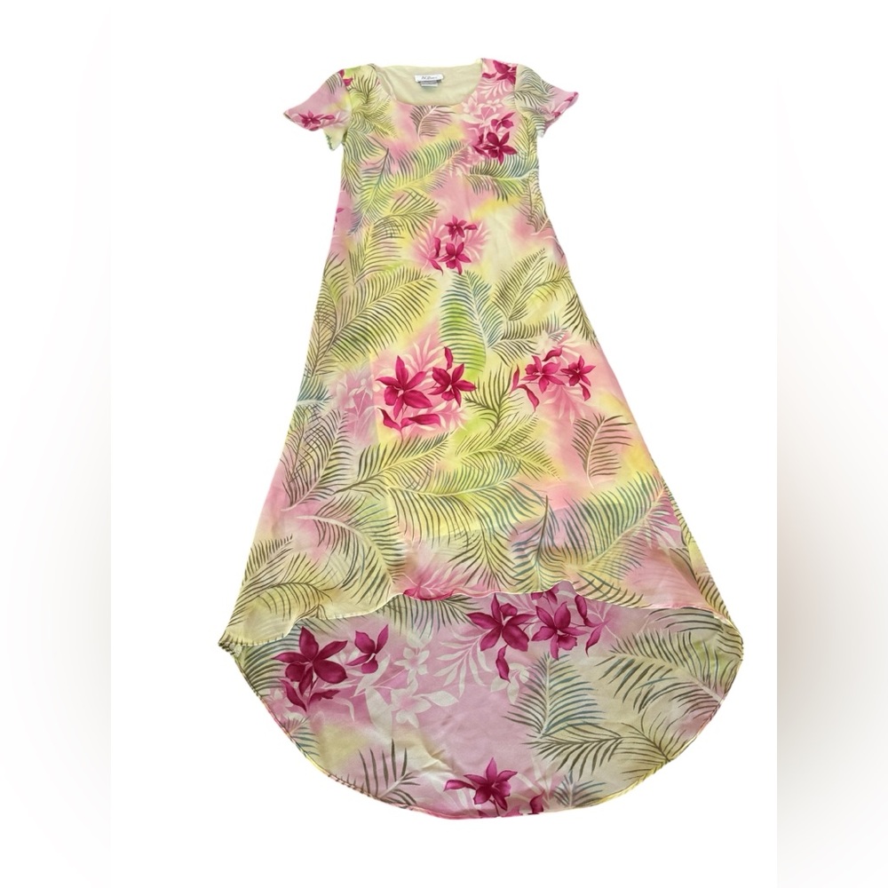 AGB Byer California Size‎ 6 Floral High Low Maxi Dress Short Sleeves Crew Neck
